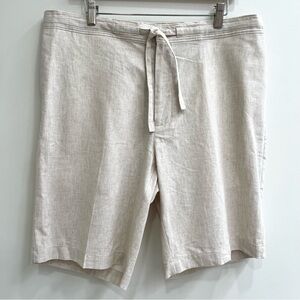 Cubavera Men’s Linen Blend Shorts 10” Tan Stripe Drawstring Size Large